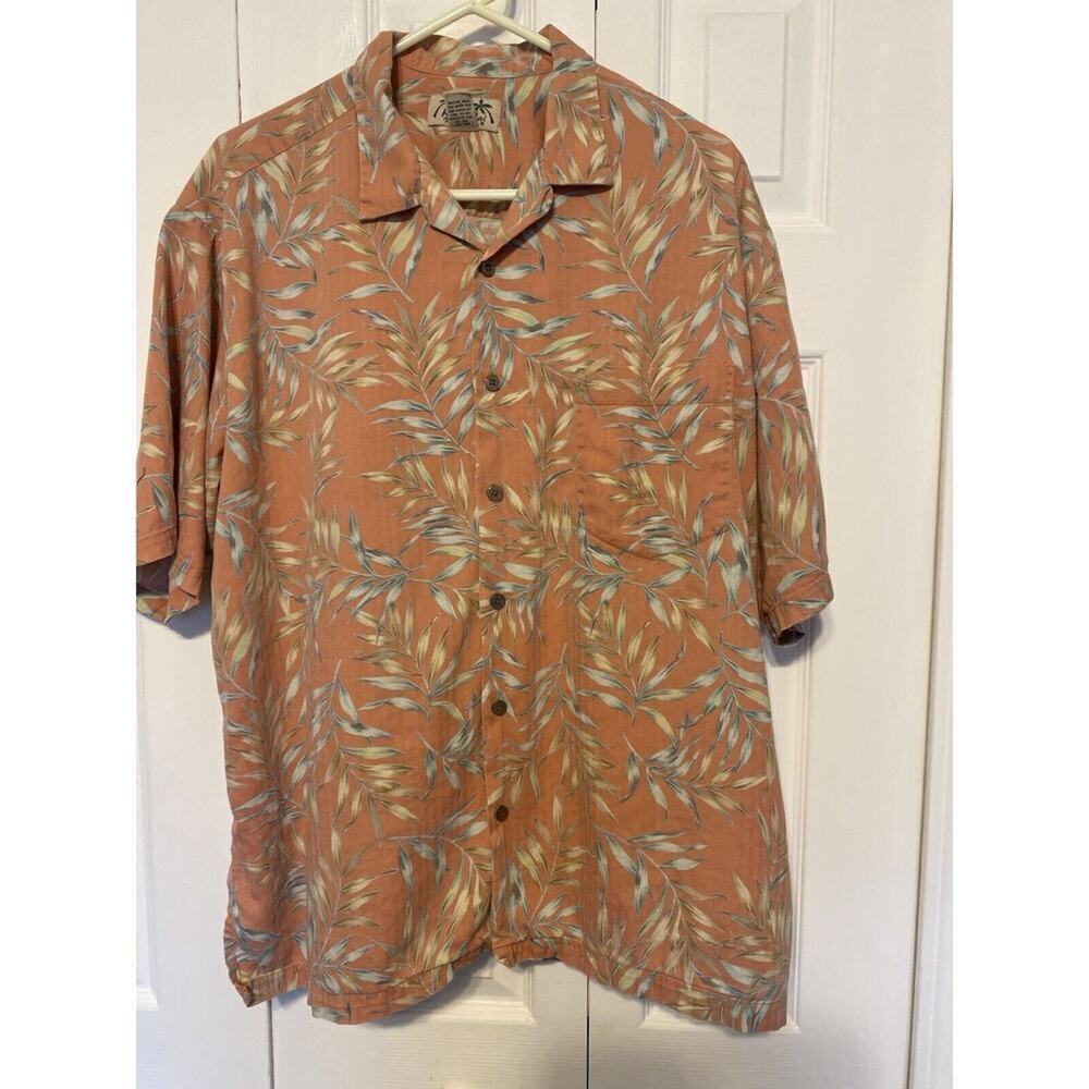 Vintage KONA KAI Mens Hawaiian Shirt Orange 90s Floral XL Cotton Viscose